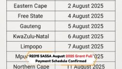 Discover Your Province’s Payment Dates for August 2025 SASSA R2,315 Grants